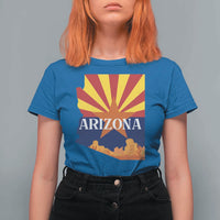 Arizona State Flag Map Graphic T Shirt For Women Southwest Sunburst Cactus State Pride Souvenir