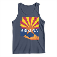 Arizona State Flag Map Graphic Tank Top Southwest Sunburst Cactus State Pride Souvenir