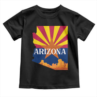 Arizona State Flag Map Graphic Toddler T Shirt Southwest Sunburst Cactus State Pride Souvenir