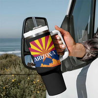 Arizona State Flag Map Graphic Tumbler With Handle Southwest Sunburst Cactus State Pride Souvenir