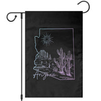 Glowing Arizona State Map Outline Graphic Garden Flag Neon Gradient Cactus Desert Travel Souvenir