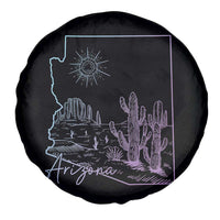 Glowing Arizona State Map Outline Graphic Spare Tire Cover Neon Gradient Cactus Desert Travel Souvenir
