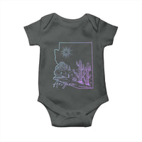 Glowing Arizona State Map Outline Graphic Baby Onesie Neon Gradient Cactus Desert Travel Souvenir