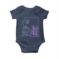 Glowing Arizona State Map Outline Graphic Baby Onesie Neon Gradient Cactus Desert Travel Souvenir