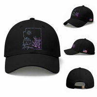 Glowing Arizona State Map Outline Graphic Baseball Cap Neon Gradient Cactus Desert Travel Souvenir