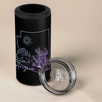 Glowing Arizona State Map Outline Graphic 4 in 1 Can Cooler Tumbler Neon Gradient Cactus Desert Travel Souvenir