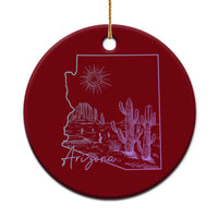 Glowing Arizona State Map Outline Graphic Ceramic Ornament Neon Gradient Cactus Desert Travel Souvenir