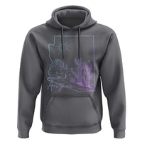 Glowing Arizona State Map Outline Graphic Hoodie Neon Gradient Cactus Desert Travel Souvenir