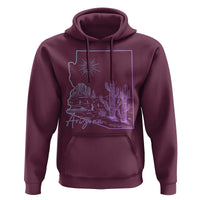 Glowing Arizona State Map Outline Graphic Hoodie Neon Gradient Cactus Desert Travel Souvenir