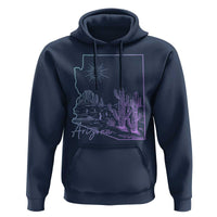 Glowing Arizona State Map Outline Graphic Hoodie Neon Gradient Cactus Desert Travel Souvenir