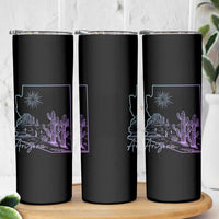 Glowing Arizona State Map Outline Graphic Skinny Tumbler Neon Gradient Cactus Desert Travel Souvenir