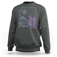 Glowing Arizona State Map Outline Graphic Sweatshirt Neon Gradient Cactus Desert Travel Souvenir