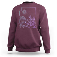 Glowing Arizona State Map Outline Graphic Sweatshirt Neon Gradient Cactus Desert Travel Souvenir