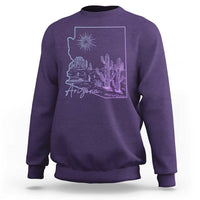 Glowing Arizona State Map Outline Graphic Sweatshirt Neon Gradient Cactus Desert Travel Souvenir