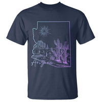 Glowing Arizona State Map Outline Graphic T Shirt Neon Gradient Cactus Desert Travel Souvenir