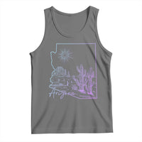 Glowing Arizona State Map Outline Graphic Tank Top Neon Gradient Cactus Desert Travel Souvenir