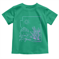 Glowing Arizona State Map Outline Graphic Toddler T Shirt Neon Gradient Cactus Desert Travel Souvenir
