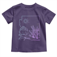 Glowing Arizona State Map Outline Graphic Toddler T Shirt Neon Gradient Cactus Desert Travel Souvenir