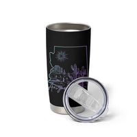 Glowing Arizona State Map Outline Graphic Tumbler Cup Neon Gradient Cactus Desert Travel Souvenir
