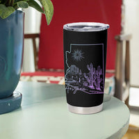 Glowing Arizona State Map Outline Graphic Tumbler Cup Neon Gradient Cactus Desert Travel Souvenir