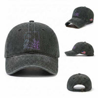 Glowing Arizona State Map Outline Graphic Washed Cotton Baseball Cap Neon Gradient Cactus Desert Travel Souvenir