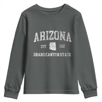 Vintage Distressed Arizona Grand Canyon State Graphic Youth Sweatshirt Retro 1912 Varsity Map Souvenir