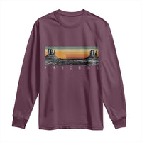 Retro Arizona Sunset Monument Valley Graphic Long Sleeve Shirt Panoramic Desert Red Rocks Landscape Souvenir