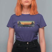 Retro Arizona Sunset Monument Valley Graphic T Shirt For Women Panoramic Desert Red Rocks Landscape Souvenir