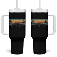 Retro Arizona Sunset Monument Valley Graphic Tumbler With Handle Panoramic Desert Red Rocks Landscape Souvenir