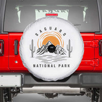 Retro Saguaro National Park Sunset Graphic Spare Tire Cover Vintage Arizona Desert Mountain Badge Souvenir