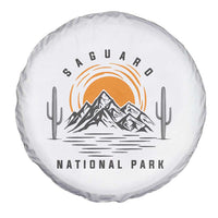 Retro Saguaro National Park Sunset Graphic Spare Tire Cover Vintage Arizona Desert Mountain Badge Souvenir
