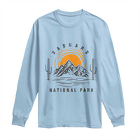 Retro Saguaro National Park Sunset Graphic Long Sleeve Shirt Vintage Arizona Desert Mountain Badge Souvenir