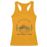 Retro Saguaro National Park Sunset Graphic Racerback Tank Top Vintage Arizona Desert Mountain Badge Souvenir