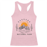 Retro Saguaro National Park Sunset Graphic Racerback Tank Top Vintage Arizona Desert Mountain Badge Souvenir
