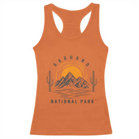 Retro Saguaro National Park Sunset Graphic Racerback Tank Top Vintage Arizona Desert Mountain Badge Souvenir