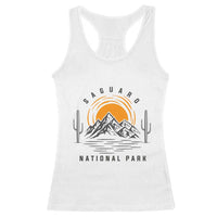 Retro Saguaro National Park Sunset Graphic Racerback Tank Top Vintage Arizona Desert Mountain Badge Souvenir