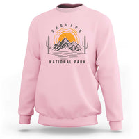 Retro Saguaro National Park Sunset Graphic Sweatshirt Vintage Arizona Desert Mountain Badge Souvenir