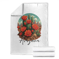 Beautiful Blooming Cactus Flower Arizona Graphic Throw Blanket Vintage Desert Botanical Floral Nature Souvenir