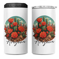 Beautiful Blooming Cactus Flower Arizona Graphic 4 in 1 Can Cooler Tumbler Vintage Desert Botanical Floral Nature Souvenir