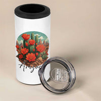 Beautiful Blooming Cactus Flower Arizona Graphic 4 in 1 Can Cooler Tumbler Vintage Desert Botanical Floral Nature Souvenir