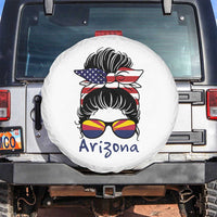Patriotic Arizona Messy Bun Girl Graphic Spare Tire Cover American Flag Sunglasses Southwest State Pride Souvenir