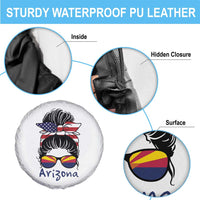 Patriotic Arizona Messy Bun Girl Graphic Spare Tire Cover American Flag Sunglasses Southwest State Pride Souvenir