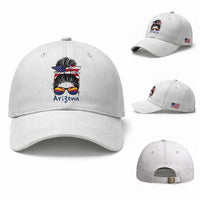 Patriotic Arizona Messy Bun Girl Graphic Baseball Cap American Flag Sunglasses Southwest State Pride Souvenir