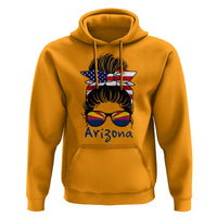 Patriotic Arizona Messy Bun Girl Graphic Hoodie American Flag Sunglasses Southwest State Pride Souvenir