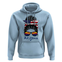 Patriotic Arizona Messy Bun Girl Graphic Hoodie American Flag Sunglasses Southwest State Pride Souvenir
