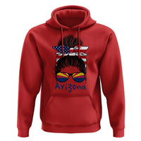 Patriotic Arizona Messy Bun Girl Graphic Hoodie American Flag Sunglasses Southwest State Pride Souvenir