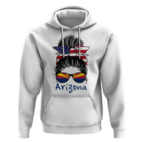 Patriotic Arizona Messy Bun Girl Graphic Hoodie American Flag Sunglasses Southwest State Pride Souvenir
