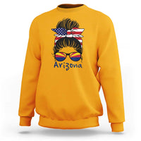 Patriotic Arizona Messy Bun Girl Graphic Sweatshirt American Flag Sunglasses Southwest State Pride Souvenir