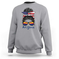 Patriotic Arizona Messy Bun Girl Graphic Sweatshirt American Flag Sunglasses Southwest State Pride Souvenir