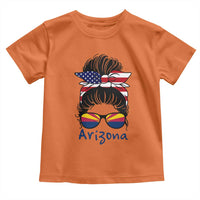 Patriotic Arizona Messy Bun Girl Graphic Toddler T Shirt American Flag Sunglasses Southwest State Pride Souvenir